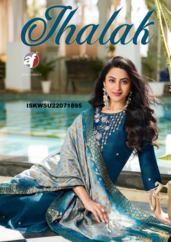 Embroidered Dola Silk Kurti With Silk Pant And Jacquard Dupatta-ISKWSU21071895