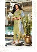 Embroidered Dola Silk Kurti With Silk Pant And Jacquard Dupatta-ISKWSU21071895