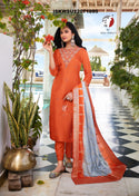 Embroidered Dola Silk Kurti With Silk Pant And Jacquard Dupatta-ISKWSU21071895