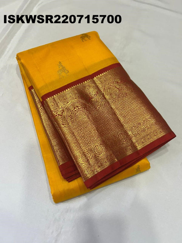 Kanchipuram Handloom Korvai Silk Saree With Contrast Blouse-ISKWSR220715700
