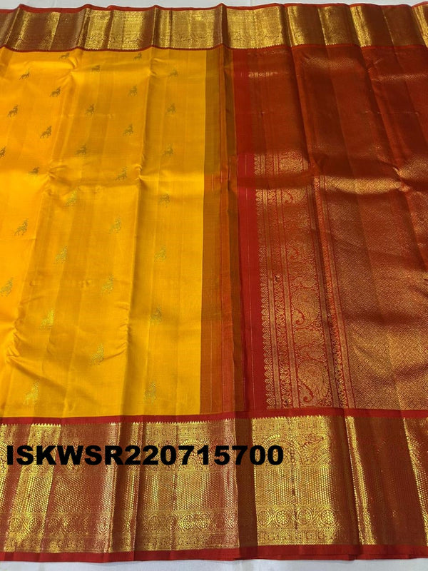 Kanchipuram Handloom Korvai Silk Saree With Contrast Blouse-ISKWSR220715700
