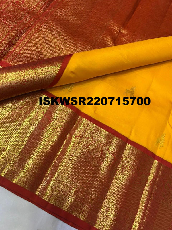 Kanchipuram Handloom Korvai Silk Saree With Contrast Blouse-ISKWSR220715700