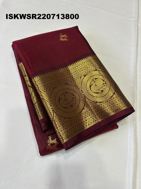 Kanchipuram Handloom Silk Saree With Contrast Blouse-ISKWSR220713800