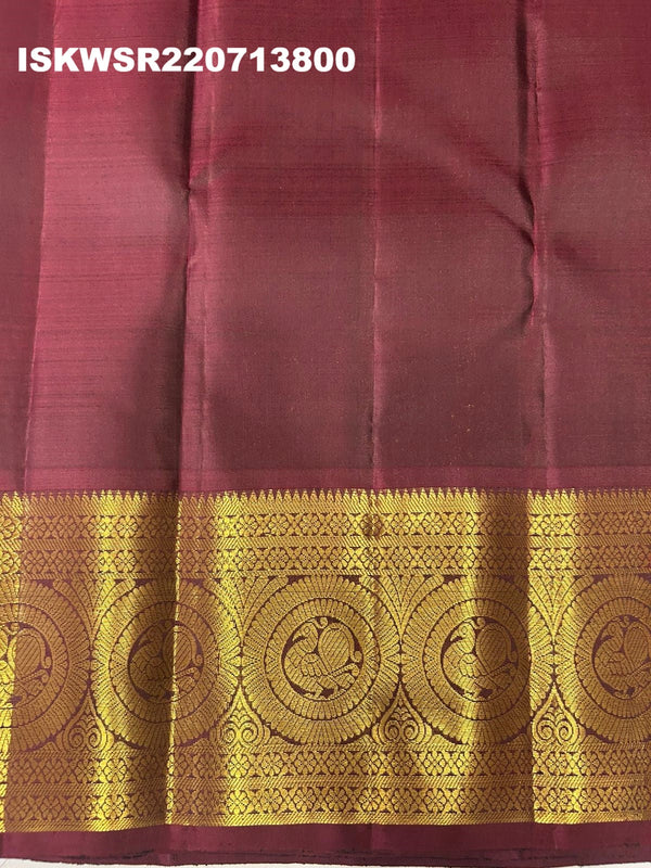 Kanchipuram Handloom Silk Saree With Contrast Blouse-ISKWSR220713800