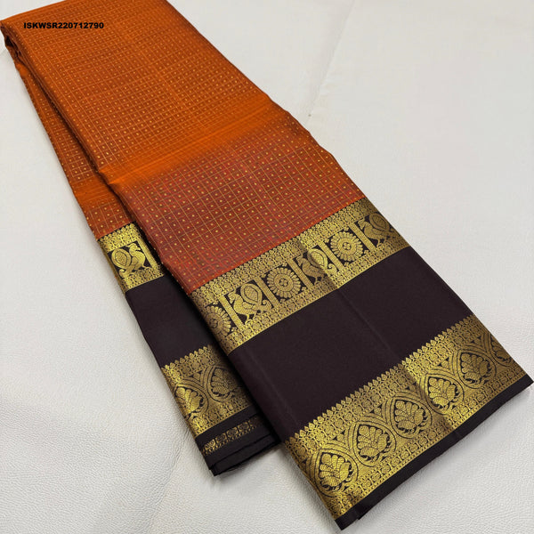 Kanchipuram Handloom Silk Saree With Contrast Blouse-ISKWSR220712790