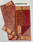 Digital Kalamkari Printed Silk Saree With Contrast Blouse-ISKWSR22071299