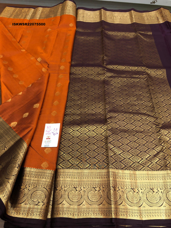 Kanchipuram Silk Saree With Contrast Blouse-ISKWSR22075500