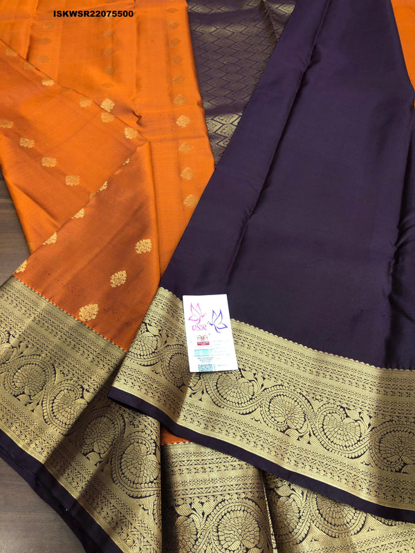 Kanchipuram Silk Saree With Contrast Blouse-ISKWSR22075500