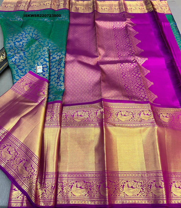 Kanchipuram Handloom Silk Saree With Contrast  Blouse-ISKWSR220723800