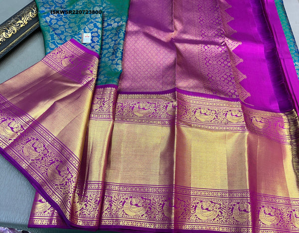 Kanchipuram Handloom Silk Saree With Contrast  Blouse-ISKWSR220723800