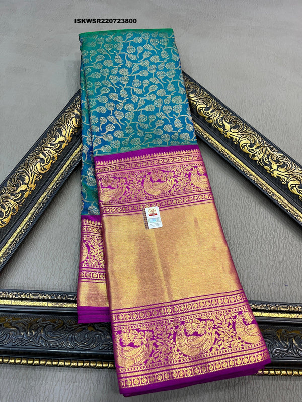 Kanchipuram Handloom Silk Saree With Contrast  Blouse-ISKWSR220723800