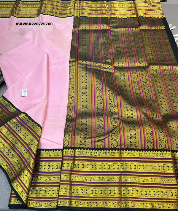 Kanchipuram Handloom Silk Saree With Contrast Blouse-ISKWSR220720700