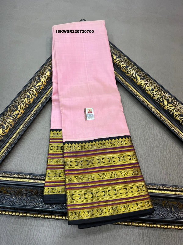 Kanchipuram Handloom Silk Saree With Contrast Blouse-ISKWSR220720700