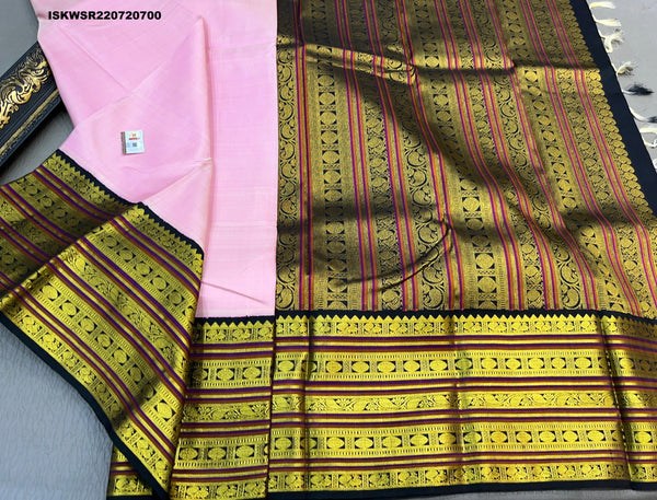Kanchipuram Handloom Silk Saree With Contrast Blouse-ISKWSR220720700