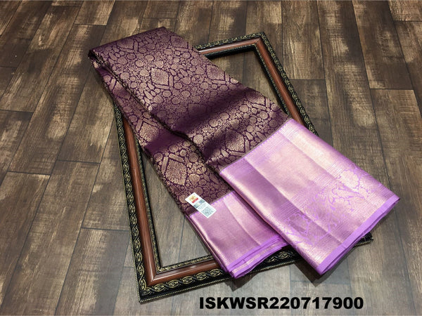 Kanchipuram Handloom Silk Saree With Contrast Blouse-ISKWSR220717900