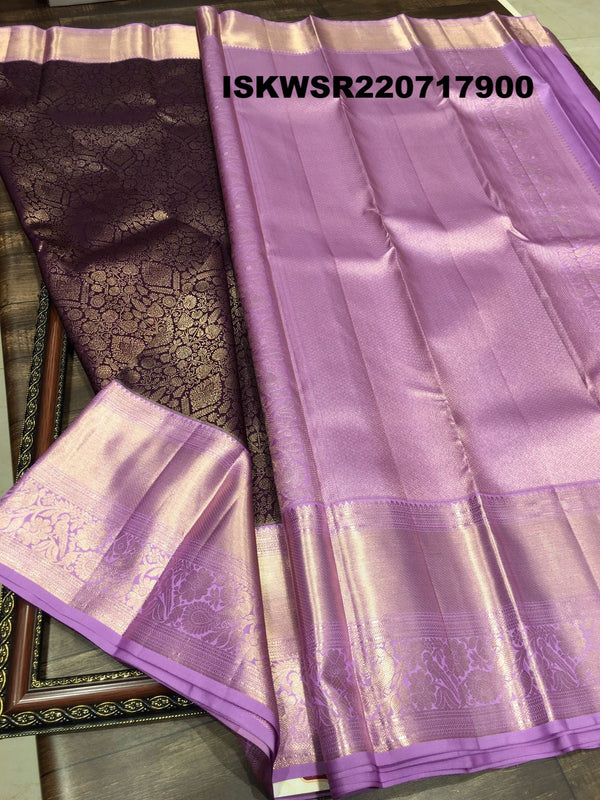 Kanchipuram Handloom Silk Saree With Contrast Blouse-ISKWSR220717900
