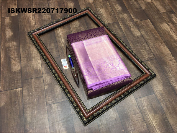 Kanchipuram Handloom Silk Saree With Contrast Blouse-ISKWSR220717900