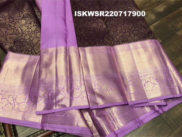 Kanchipuram Handloom Silk Saree With Contrast Blouse-ISKWSR220717900