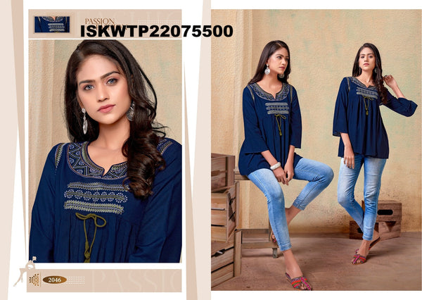 Embroidered Rayon Top-ISKWTP22075500