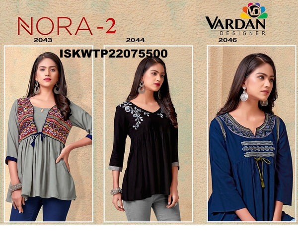 Embroidered Rayon Top-ISKWTP22075500