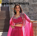 Silk Skirt With Crop Top And Embroidered Organza Shrug-ISKWSKT22074375
