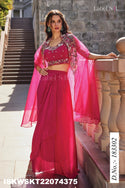 Silk Skirt With Crop Top And Embroidered Organza Shrug-ISKWSKT22074375