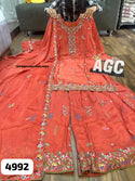 Embroidered Maslin Silk Kurti With Sharara And Dupatta-ISKWSH2207AGC4992