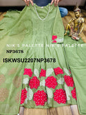 Embroidered Malmal Chanderi A-Line Kurti With Cotton Pant And Dupatta-ISKWSU2207NP3678