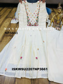 Self Weaved Malmal Cotton A-Line Kurti With Cotton Pant And Hand Printed Chiffon Dupatta-ISKWSU2207NP3661