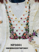 Self Weaved Malmal Cotton A-Line Kurti With Cotton Pant And Hand Printed Chiffon Dupatta-ISKWSU2207NP3661