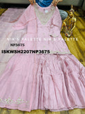 Embroidered Silk Kurti With Sharara And Organza Dupatta-ISKWSH2207NP3675