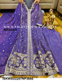 Embroidered Tissue Silk Front Slit Anarkali Kurti With Pant And Sequined Dupatta-ISKWSU2207NP3680