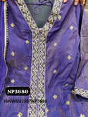 Embroidered Tissue Silk Front Slit Anarkali Kurti With Pant And Sequined Dupatta-ISKWSU2207NP3680