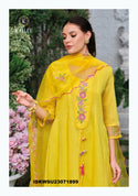 Embroidered Malmal Viscose Chanderi Kurti With Maslin Pant And Organza Dupatta-ISKWSU23071899