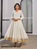 Sequined Malmal Cotton Anarkali Kurti With Pant And Dupatta-ISKWSU2307NP3688/87/86