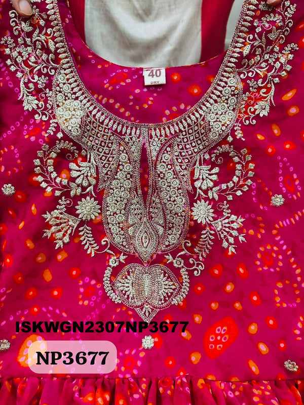 Bandhani Printed Viscose Georgette Gown With Net Dupatta-ISKWGN2307NP3677