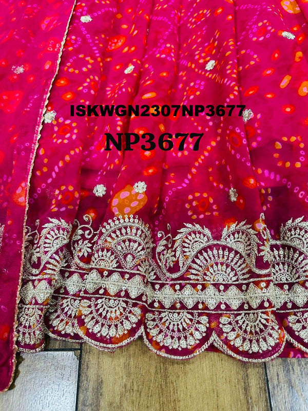 Bandhani Printed Viscose Georgette Gown With Net Dupatta-ISKWGN2307NP3677