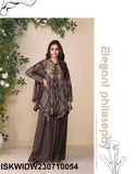 Printed Chinon Poncho Top With Palazzo-ISKWIDW230710054