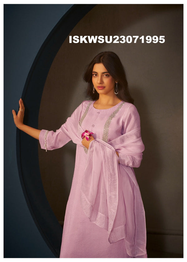 Embroidered Viscose Kurti With Pant And Dupatta-ISKWSU23071995