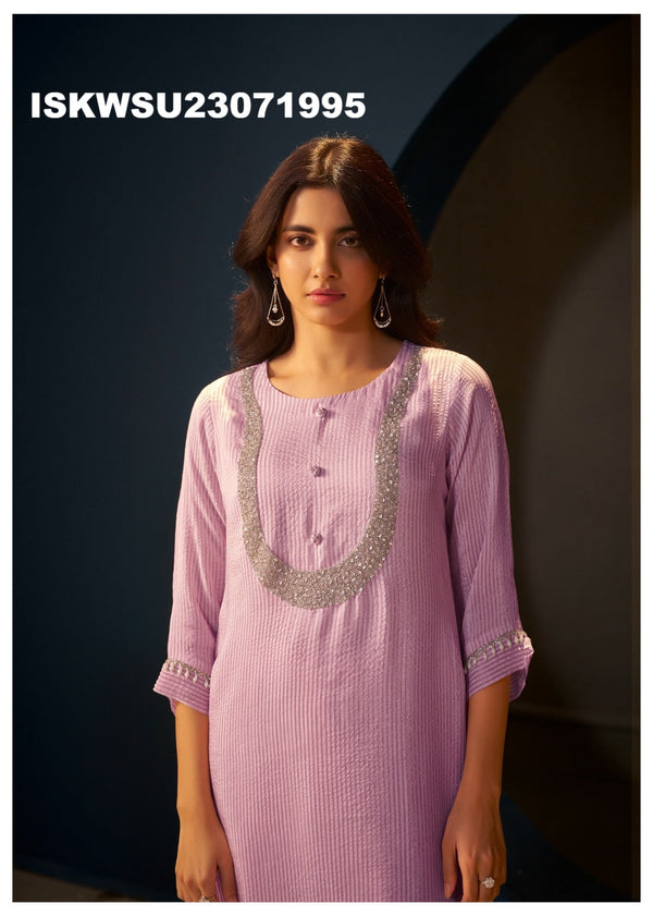 Embroidered Viscose Kurti With Pant And Dupatta-ISKWSU23071995