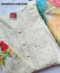 Embroidered Malmal Cotton Kurti With Cotton Pant And Digital Printed Chiffon Dupatta-ISKWSUFC150725W