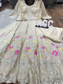 Embroidered Tissue Silk Front Slit Kurti With Pant And Chiffon Dupatta-ISKWSU240796553