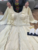 Embroidered Tissue Silk Front Slit Kurti With Pant And Chiffon Dupatta-ISKWSU240796553