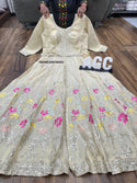 Embroidered Tissue Silk Front Slit Kurti With Pant And Chiffon Dupatta-ISKWSU240796553