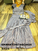 Embroidered Maslin Skirt With Crop Top And Ruffle Dupatta-ISKWSKT2407AGC4424