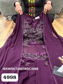 Embroidered Georgette Skirt With Crop Top And Shrug-ISKWSKT2407AGC4998