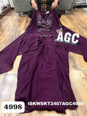 Embroidered Georgette Skirt With Crop Top And Shrug-ISKWSKT2407AGC4998