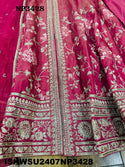 Embroidered Tissue Silk Front Slit Anarkali Kurti With Pant And Chiffon Dupatta-ISKWSU2407NP3428