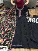 Embroidered Shimmer Georgette Anarkali Kurti With Pant And Floral Printed Dupatta-ISKWSU2407AGC4675