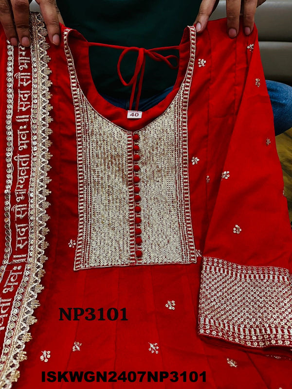 Embroidered Silk Gown With Sequined Dupatta-ISKWGN2407NP3101